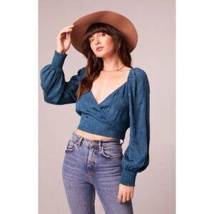 NWT Band Of The Free CAMILLE DEEP TEAL CROSSOVER CROP TOP Gypsies Shirt Size S